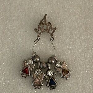 Sterling silver number one mom with four angel charms and three beads